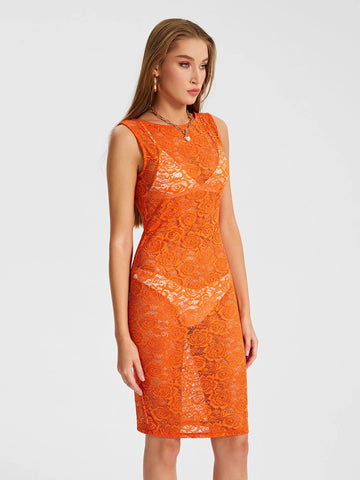 Lace Dress & Tie Side Wrap Skirt Without Lingerie