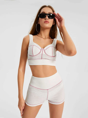 Drea Contrast Stitch Tank Top & Shorts Set
