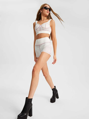 Drea Contrast Stitch Tank Top & Shorts Set