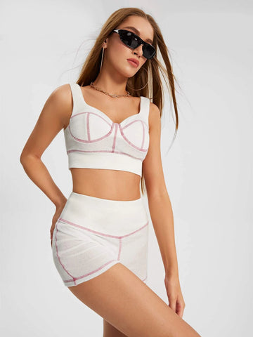 Drea Contrast Stitch Tank Top & Shorts Set