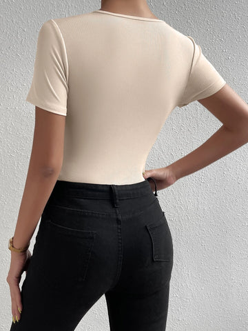Solid Ribbed Knit Bodysuit