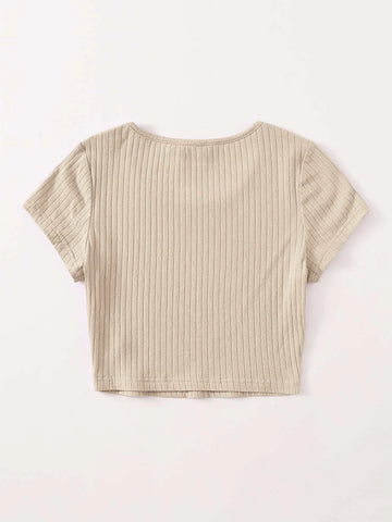 EZwear Solid Rib-knit Top