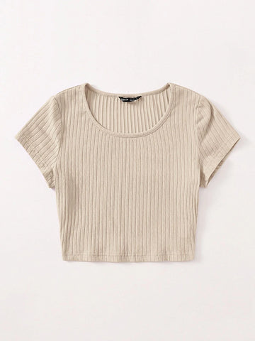 EZwear Solid Rib-knit Top
