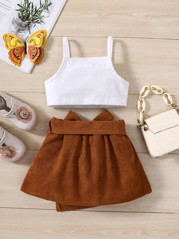 Baby Butterfly Print Cami Top & Belted Skirt