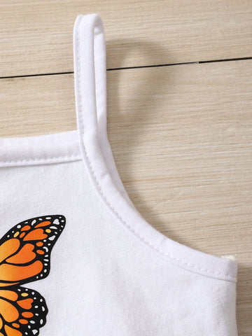 Baby Butterfly Print Cami Top & Belted Skirt