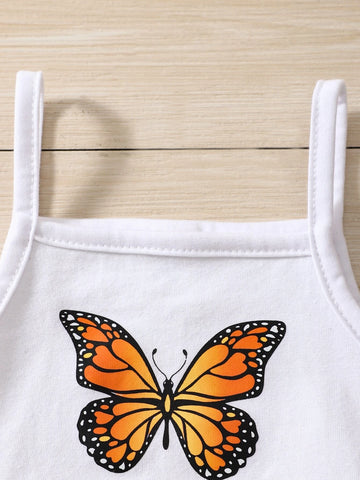 Baby Butterfly Print Cami Top & Belted Skirt