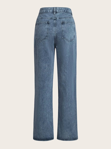 ROMWE Grunge Punk Star Print Straight Leg Jeans