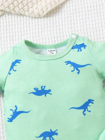 Newborn Baby Dinosaur Print Bodysuit & Shorts