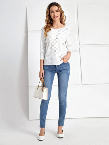 EMERY ROSE Solid Schiffy Tee