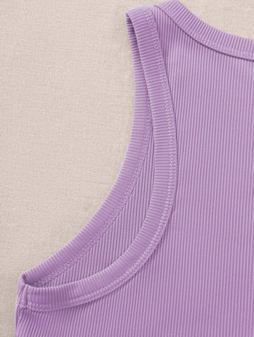 Two Tone Cut Out Crop Tank Top