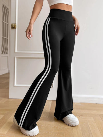 Striped Tape Side Flare Leg Pants