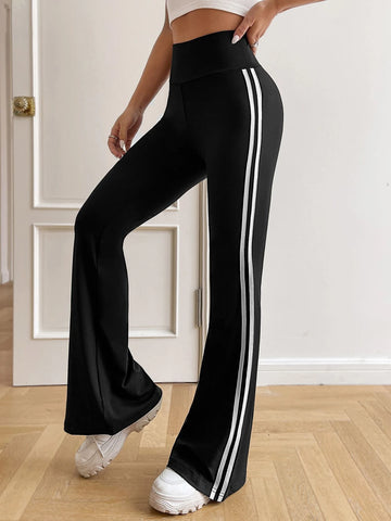 Striped Tape Side Flare Leg Pants