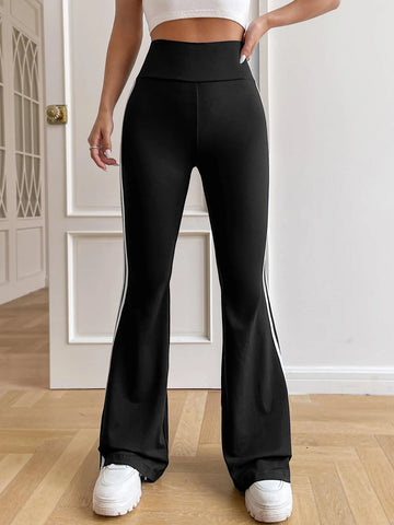 Striped Tape Side Flare Leg Pants