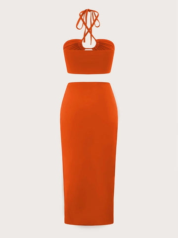 ICON Tie Back Halter Top & Twist Front Skirt