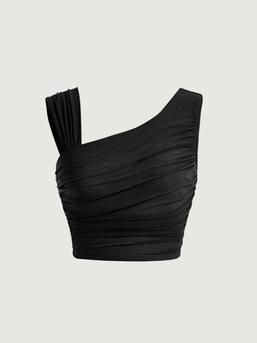 MOD Asymmetrical Neck Ruched Top