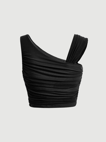 MOD Asymmetrical Neck Ruched Top