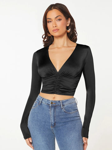 Ruched Front Crop Tee