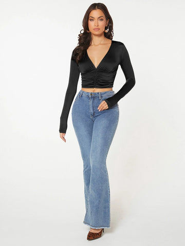 Ruched Front Crop Tee