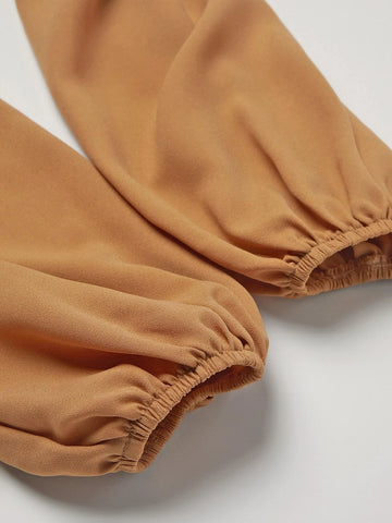 Lantern Sleeve Ruched Top & Wide Leg Pants