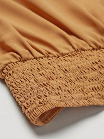 Lantern Sleeve Ruched Top & Wide Leg Pants