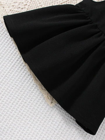 Baby Mock Neck Flounce Sleeve Bow Detail Blouse & Cami Dress