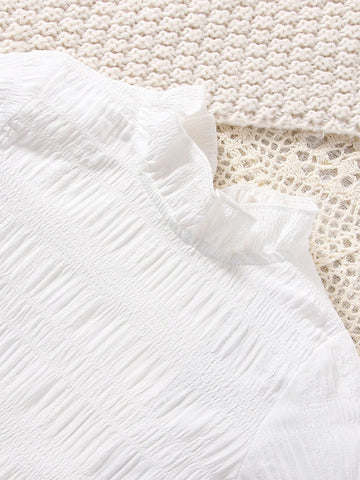 Baby Mock Neck Flounce Sleeve Bow Detail Blouse & Cami Dress