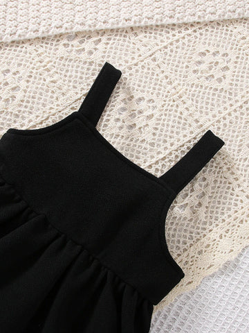 Baby Mock Neck Flounce Sleeve Bow Detail Blouse & Cami Dress