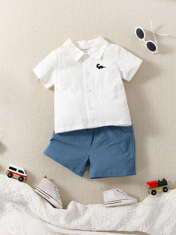 Baby Dinosaur Embroidery Shirt & Shorts