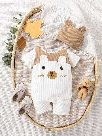 Baby Cartoon Graphic Romper & Hat