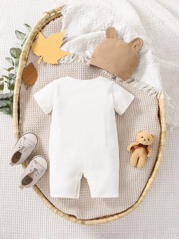 Baby Cartoon Graphic Romper & Hat