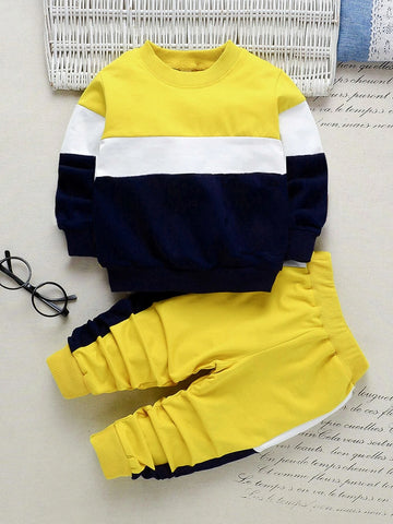 Toddler Boys Color Block Pullover & Contrast Side Seam Sweatpants