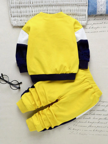 Toddler Boys Color Block Pullover & Contrast Side Seam Sweatpants