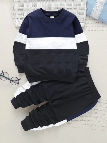 Toddler Boys Color Block Pullover & Contrast Side Seam Sweatpants