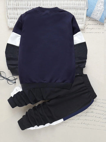 Toddler Boys Color Block Pullover & Contrast Side Seam Sweatpants