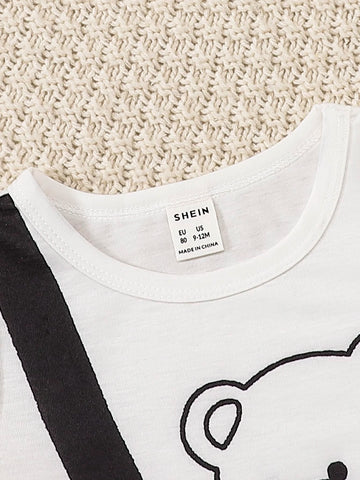 Baby Bear Print Tee & Plaid Shorts