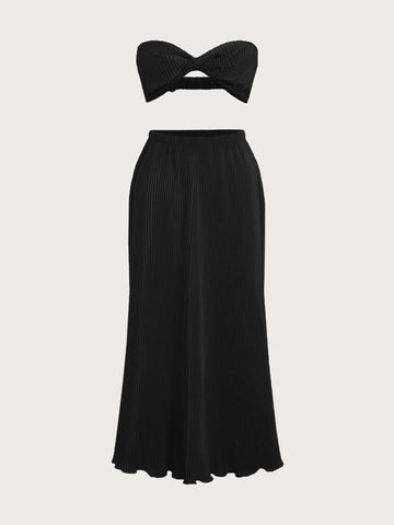 ICON Twist Front Tube Crop Top & Skirt