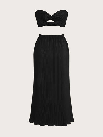 ICON Twist Front Tube Crop Top & Skirt