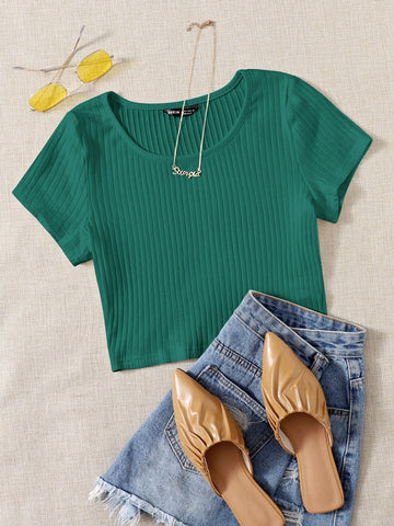 EZwear Solid Rib-knit Top