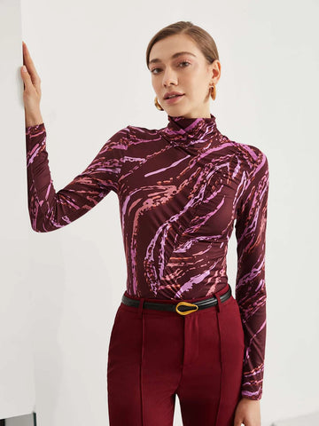 MOTF PREMIUM ABSTRACT TURTLENECK TOP