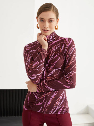 MOTF PREMIUM ABSTRACT TURTLENECK TOP