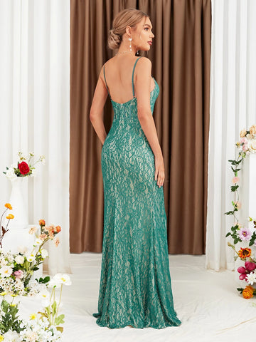 Split Thigh Lace Cami Bridesmaid Dress