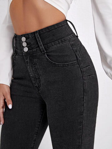 Slant Pocket Flare Leg Jeans