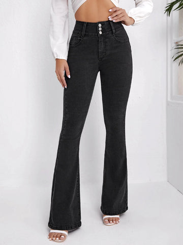 Slant Pocket Flare Leg Jeans