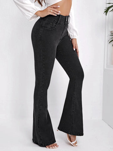 Slant Pocket Flare Leg Jeans