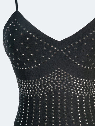 Rhinestone Studded Detail Cami Bodysuit