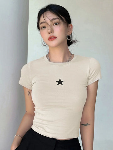 DAZY Star Print Crop Tee