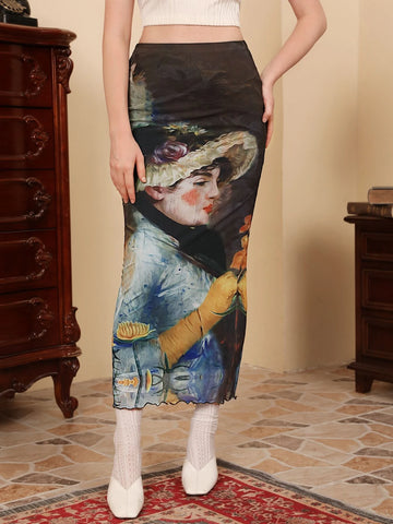 MOD Figure Graphic Lettuce Trim Mesh Skirt