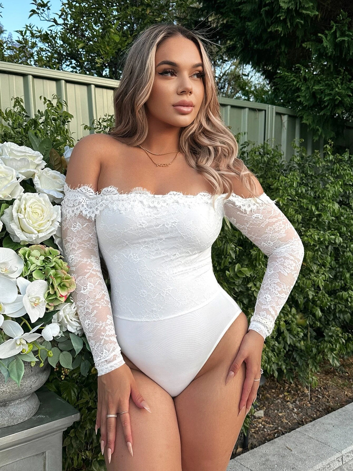 Off Shoulder Lace Bodysuit