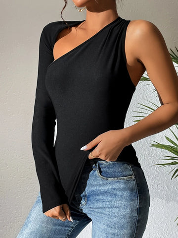 Asymmetrical Neck Cut Out Tee