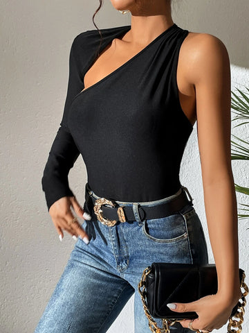 Asymmetrical Neck Cut Out Tee